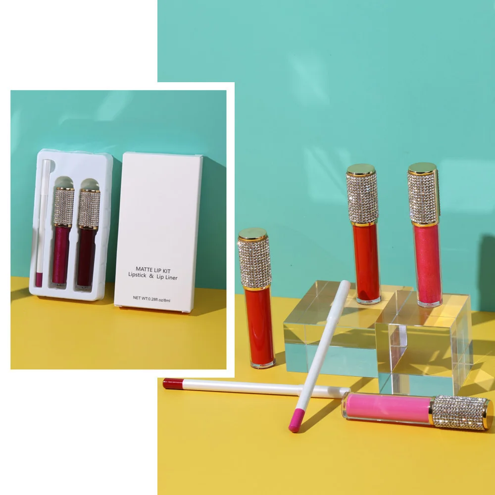 

Non-stick Pearlescent Matte Combination Three-in-one Nurtritous Private Label 15 Color Diamond Lip Gloss Set Custom Bulk Makeup