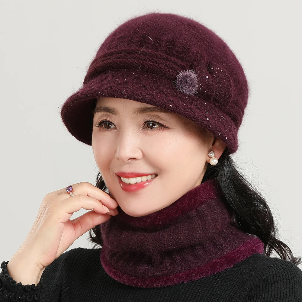New Winter Hat Middle Aged Mother Wool Blend Plus Velvet Beanies Hat Scarf Set For Women Fashion Flowers Rabbit Fur Bucket Hat
New Winter Hat Middle Aged Mother Wool Blend Plus Velvet Beanies Hat Scarf Set For Women Fashion Flowers Rabbit Fur Bucket Hat