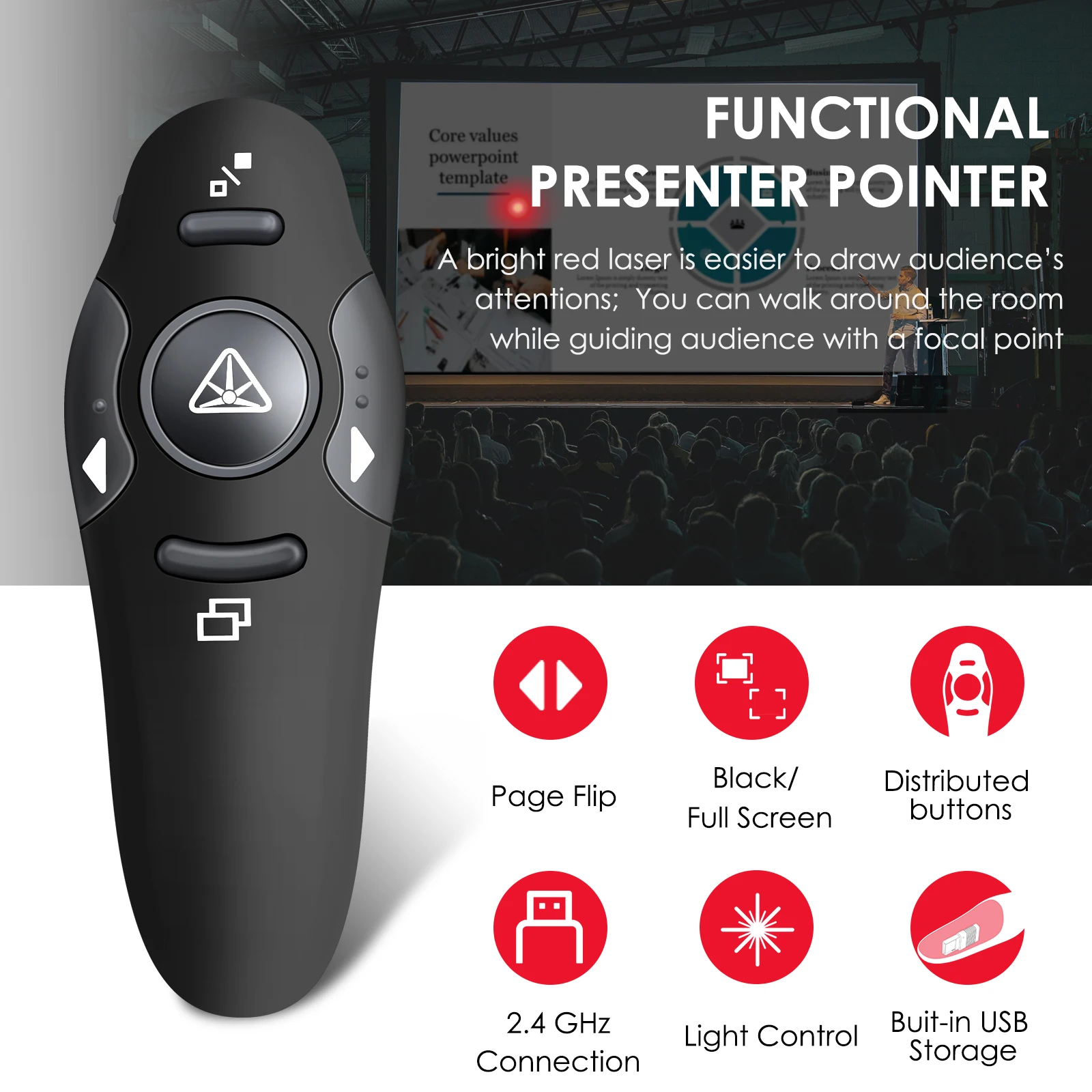 Dinofire Presentation Clicker For Computer Wireless Presenter Remote for PowerPoint RF 2.4GHz USB Presentation 
Dinofire Presentation Clicker For Computer Wireless Presenter Remote for PowerPoint RF 2.4GHz USB Presentation