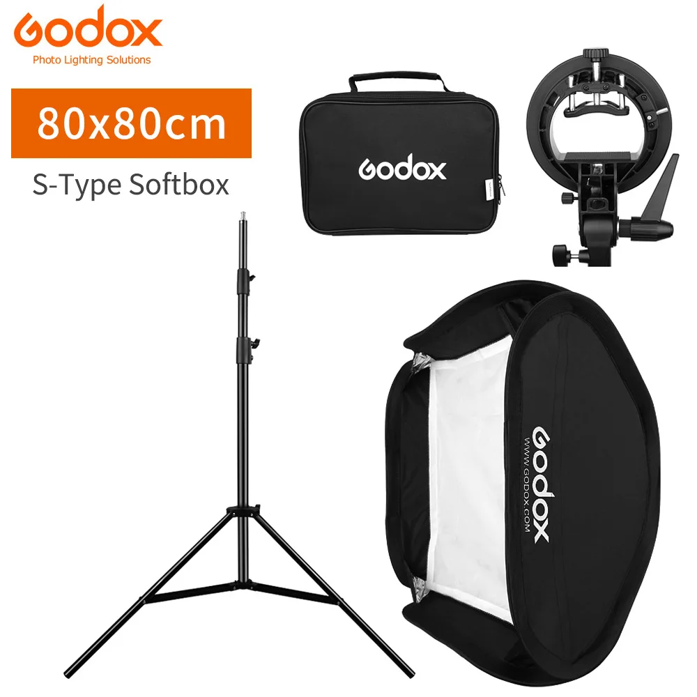 Godox 80x80cm 31x31in Flash Speedlite Softbox with S type Bracket Bowens Mount Kit + 2m Light Stand for Camera Photography
Godox 80x80cm 31x31in Flash Speedlite Softbox with S type Bracket Bowens Mount Kit + 2m Light Stand for Camera Photography