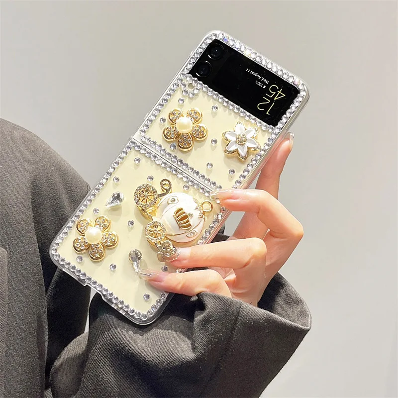 

Perfume Bottle Flower Diamond Phone Case for Samsung Galaxy Z Flip 3 Z Flip 4 Z Flip 5 Hard PC Back Cover for ZFlip5 Case Shell