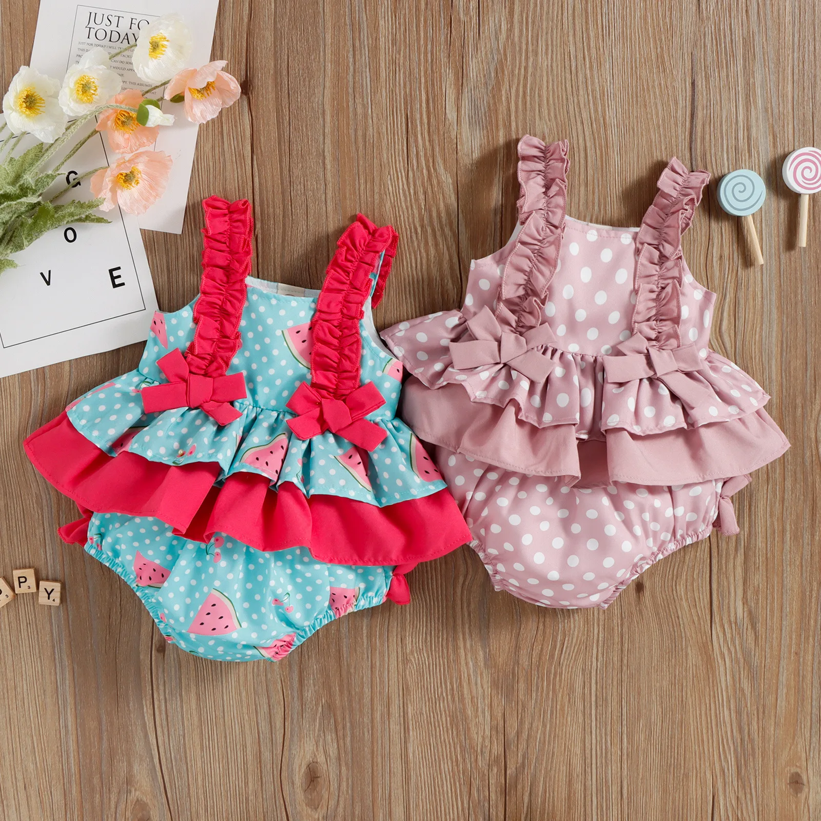 2023 Summer Newborn Baby Clothes Baby Girl Sling Wave Dot Watermelon Hit Color Bag Fart Romper Baby Romper
2023 Summer Newborn Baby Clothes Baby Girl Sling Wave Dot Watermelon Hit Color Bag Fart Romper Baby Romper