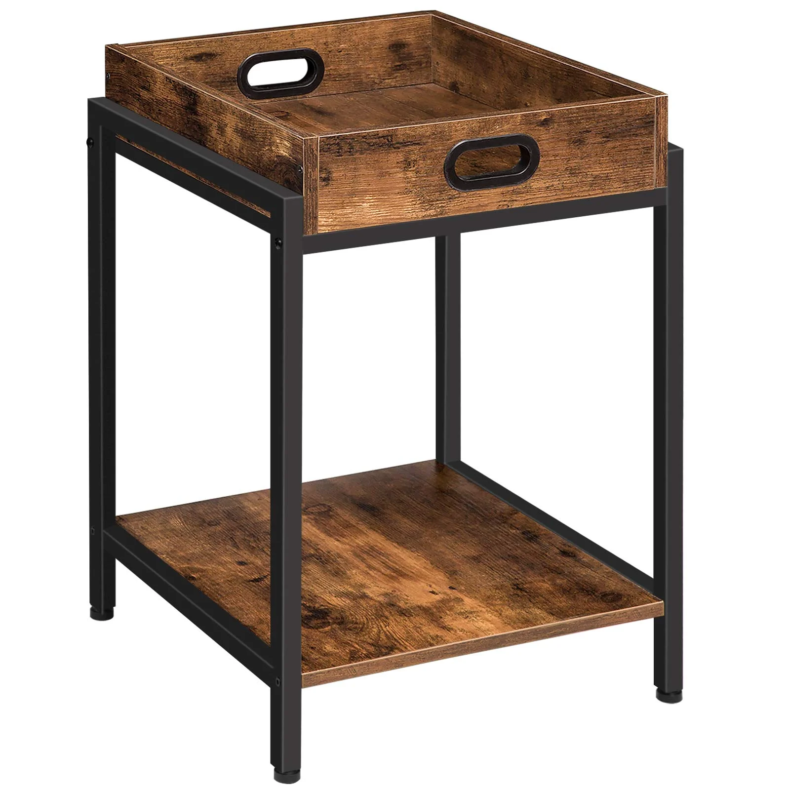 HOOBRO Sofa Side Table With Removable Tray Bedside Table with Open Shelves Snack Tray Table Industrial Style For Living Room 
HOOBRO Sofa Side Table With Removable Tray Bedside Table with Open Shelves Snack Tray Table Industrial Style For Living Room