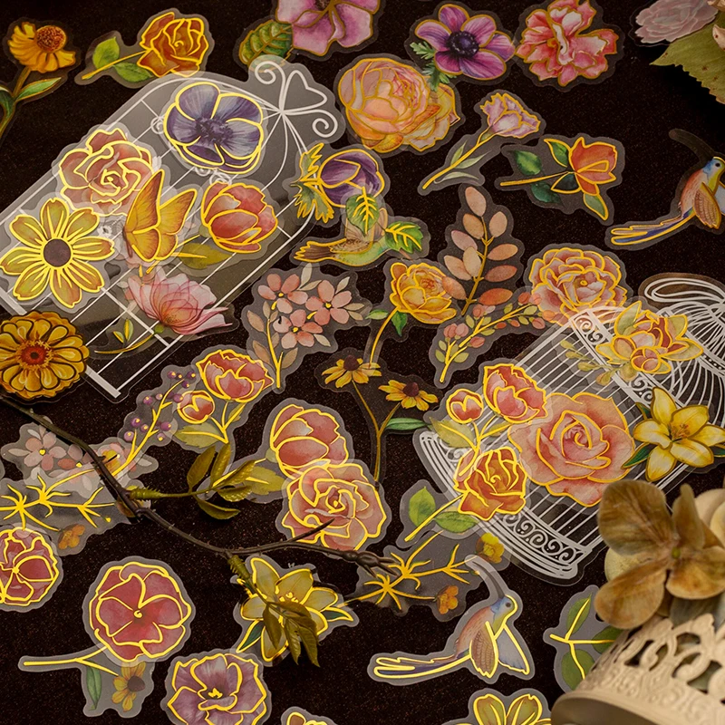 36 pcs Bronzing Birdcage Stickers Beautiful Flowers Decorative collage Stick Labels Diary Album hand made Collage material
36 pcs Bronzing Birdcage Stickers Beautiful Flowers Decorative collage Stick Labels Diary Album hand made Collage material