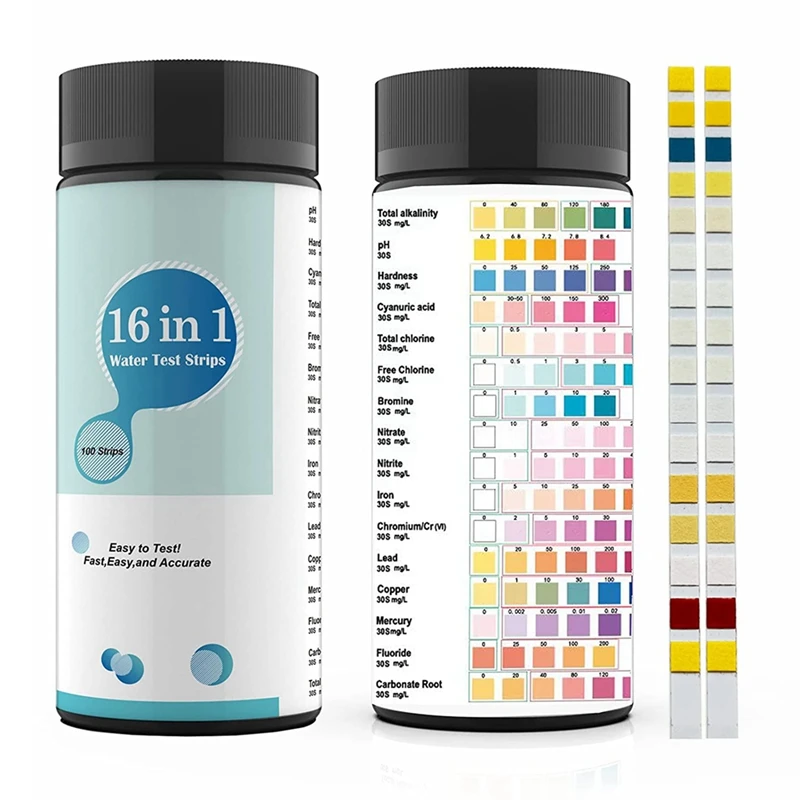 100PCS 16 In 1 Water Test Kits Drinking Water Testing Strips & Testing For PH,Lead,Chlorine
100PCS 16 In 1 Water Test Kits Drinking Water Testing Strips & Testing For PH,Lead,Chlorine