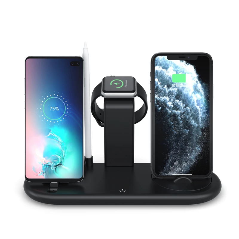 

7 in 1 15w 10w Fast Charge Wireless Charger Stand holder Qi Wireless Charging Multifuncion Station for iPhone iWatch Airpods