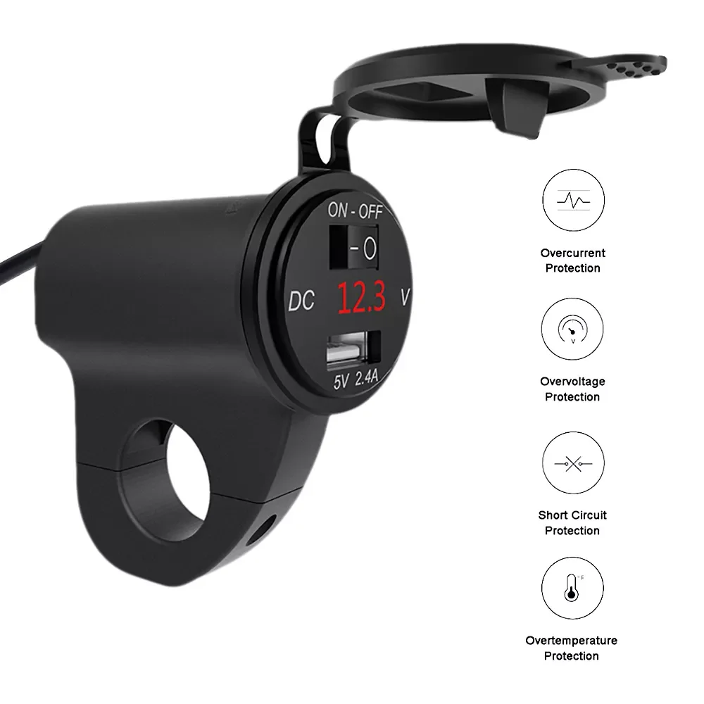 With Switch Mobile Phone Adapter 2.4A Digital Display Motorcycle USB Charger Aluminum Alloy Car Fast Charger Waterproof
With Switch Mobile Phone Adapter 2.4A Digital Display Motorcycle USB Charger Aluminum Alloy Car Fast Charger Waterproof