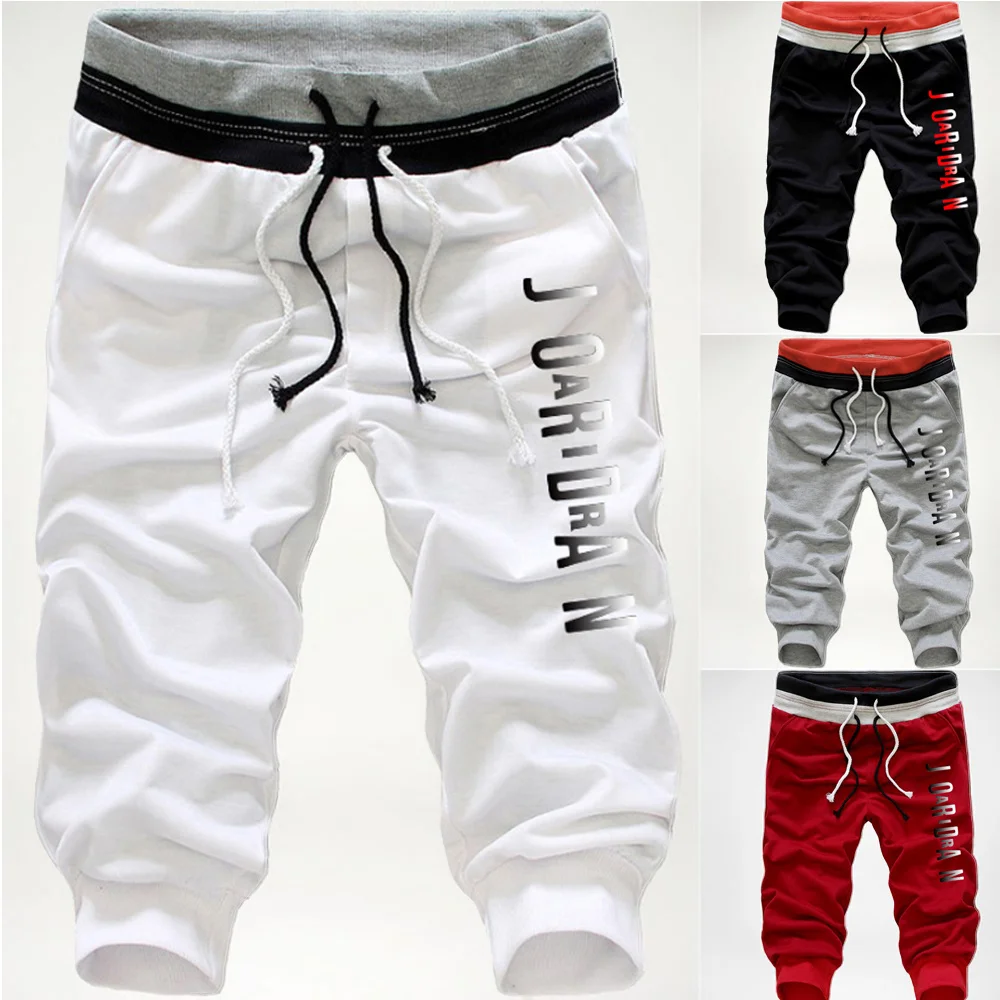 

Мужские летние шорты-джоггеры 2023, повседневные укороченные брюки с двойной веревкой для фитнеса, модные мужские тренировочные брюки (телефон)