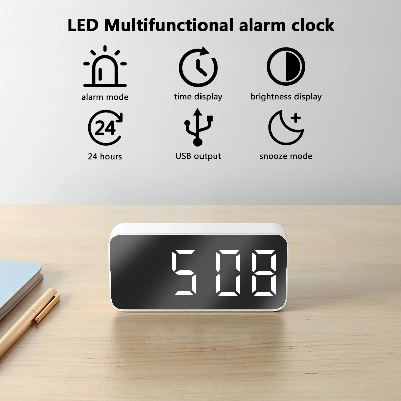 Mini LED Home Mirror Clock Decorative Electronic Digital Snooze Display Time Night Light Alarm Clock Portable Mute Home Decor
Mini LED Home Mirror Clock Decorative Electronic Digital Snooze Display Time Night Light Alarm Clock Portable Mute Home Decor