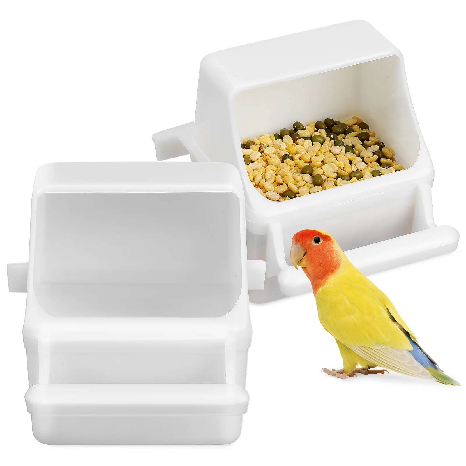 

1 Sets Sturdy Bird Cage Accessories Reusable Parakeet Cage Feeder with Clips Holders