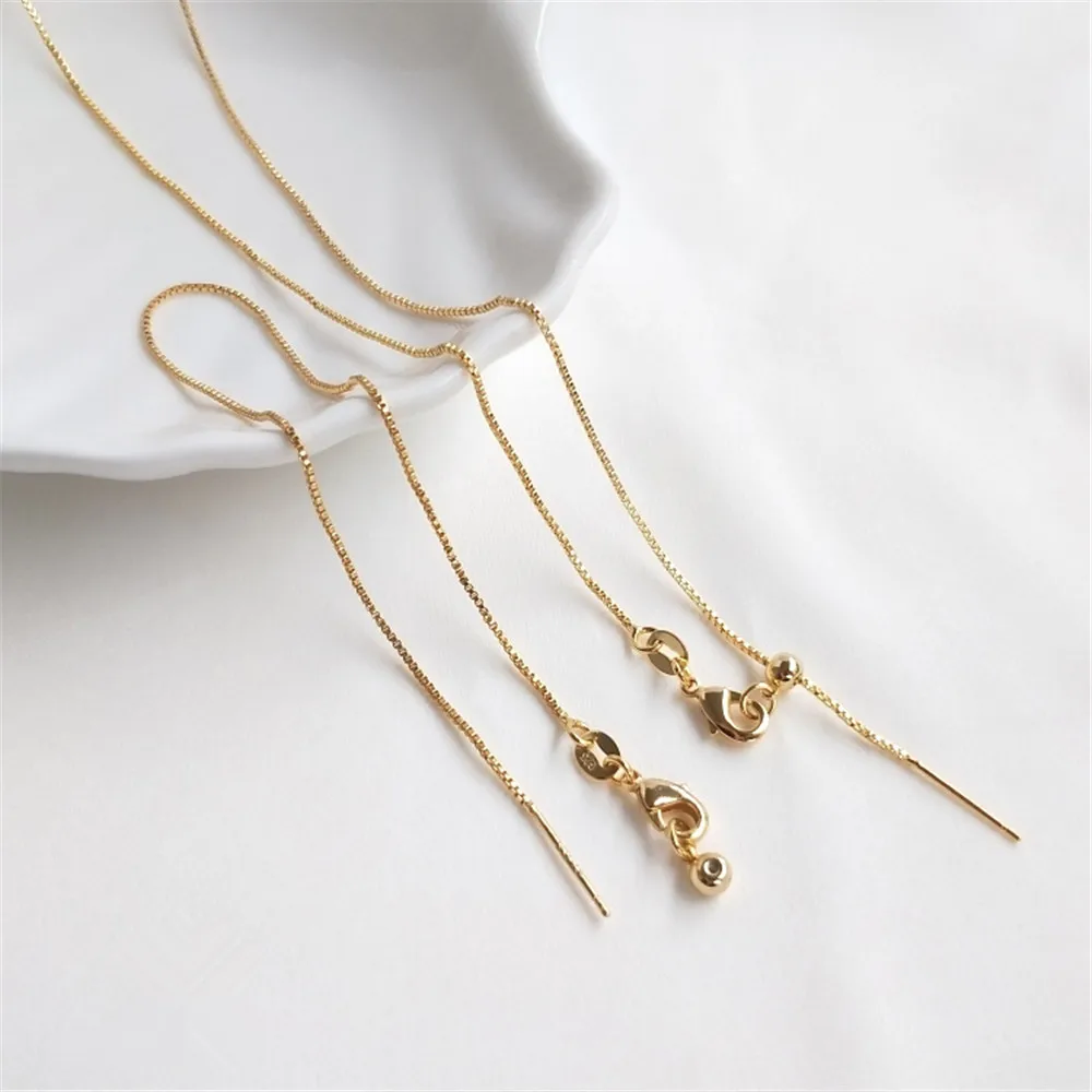 

14K Gold Filled Plated Needle-style universal necklace bracelet box carefully adjusted chain retractable beaded clavicle chain