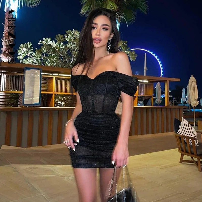 BoozRey Off The Shoulder Formal Dress Girl Mesh Slash Neck Folds Mini Dress for Women Summer Night Club Party Prom Clothing Lady
BoozRey Off The Shoulder Formal Dress Girl Mesh Slash Neck Folds Mini Dress for Women Summer Night Club Party Prom Clothing Lady