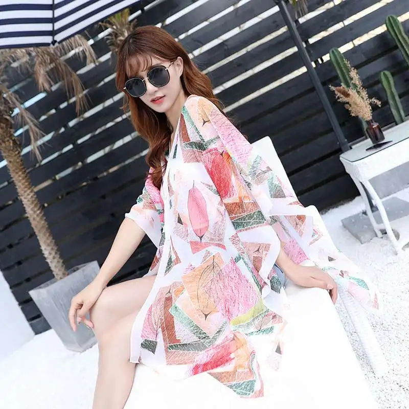 Women's Printed Sunscreen Shawl New Geometric Printed Beach Scarf Pearl Buckle Long Sleeve Sunshade Chiffon Scarf
Women's Printed Sunscreen Shawl New Geometric Printed Beach Scarf Pearl Buckle Long Sleeve Sunshade Chiffon Scarf