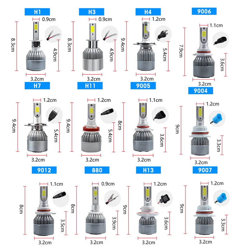 2Pcs Automotive Led Headlight H1 H3 H7 H11 880 9012 9005 9006 H4 9004 9007 H13 Headlight Spotlight Fog Light Vehicle Bulb
2Pcs Automotive Led Headlight H1 H3 H7 H11 880 9012 9005 9006 H4 9004 9007 H13 Headlight Spotlight Fog Light Vehicle Bulb