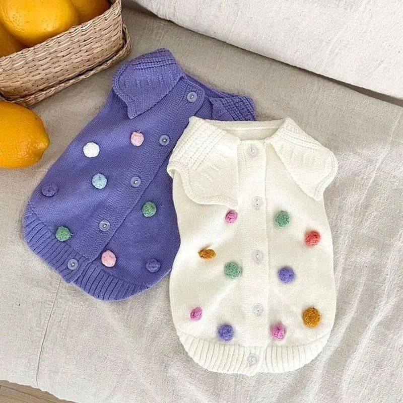 Colorful Hair Balls Sweater Dog Clothes Kitten Kawaii Lapel Small Dogs Clothing Cat Spring Autumn Japanese Fashion Pet Products
Colorful Hair Balls Sweater Dog Clothes Kitten Kawaii Lapel Small Dogs Clothing Cat Spring Autumn Japanese Fashion Pet Products