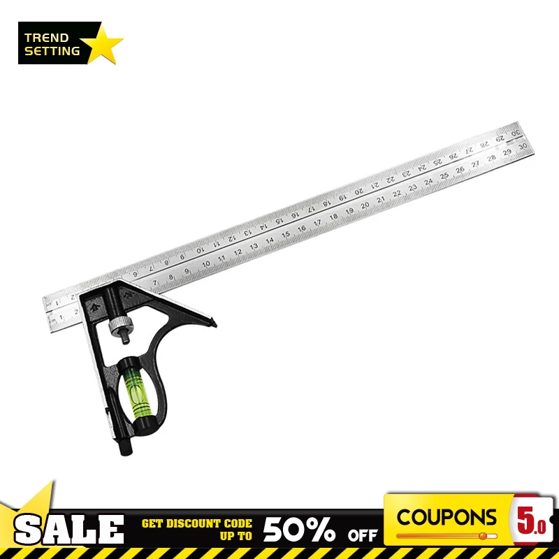 

300mm Square Angle Ruler Measuring Tool Kit Stainless Steel Aluminium Durable Adjustable Combination Spirit Level Woodworking