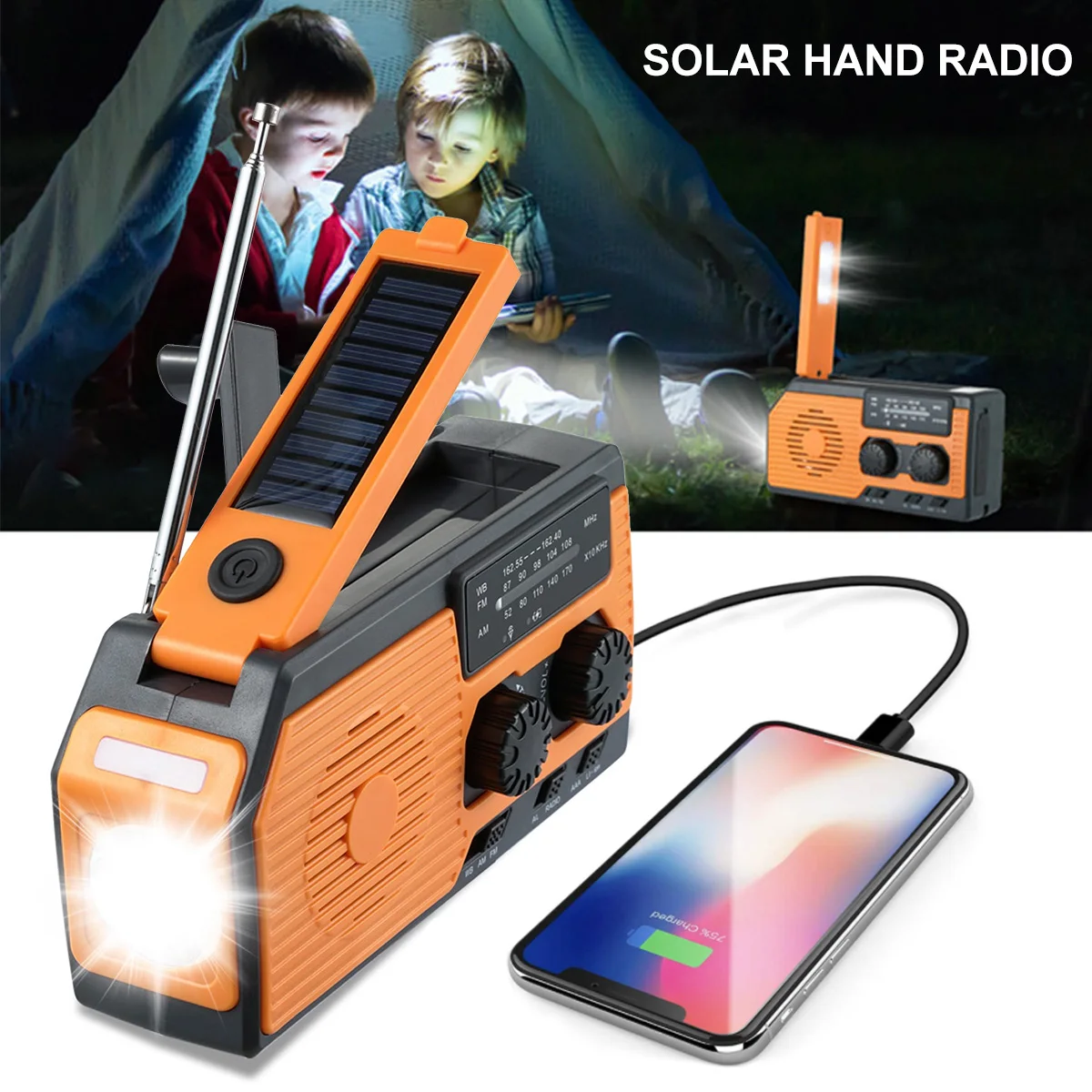 Multifunctional Radio Hand Crank Solar Crank Dynamo Powered AM/FM/WB Weather Radio with 5000 mAh Power Bank
Multifunctional Radio Hand Crank Solar Crank Dynamo Powered AM/FM/WB Weather Radio with 5000 mAh Power Bank