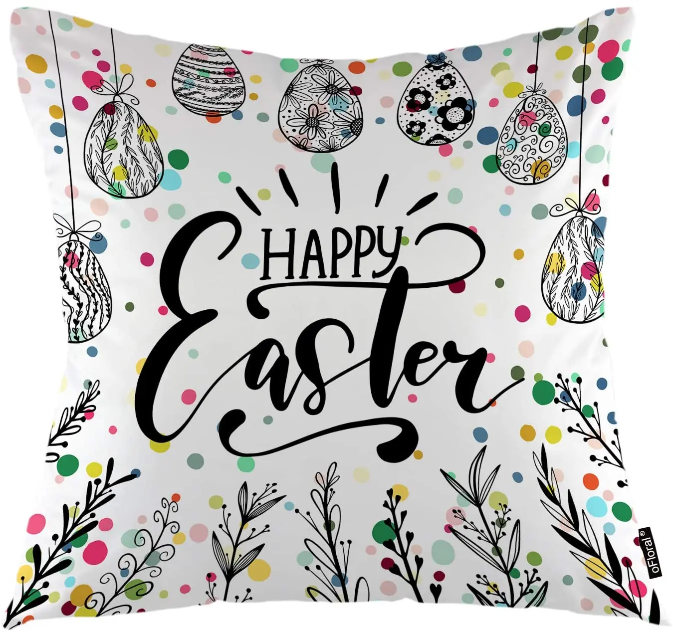 Floral Easter Throw Pillow Cover Hanging Eggs Floral Branches Colorful Scattered Confetti Decorative Pillow Case Home Decor
Floral Easter Throw Pillow Cover Hanging Eggs Floral Branches Colorful Scattered Confetti Decorative Pillow Case Home Decor