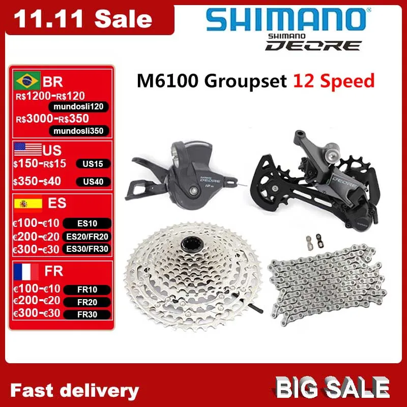 SHIMANO DEORE M6100 12s Groupset Mountain Bike M6100 Shifte SGS Rear Derailleur 10-51T Cassette m6100 chain
SHIMANO DEORE M6100 12s Groupset Mountain Bike M6100 Shifte SGS Rear Derailleur 10-51T Cassette m6100 chain