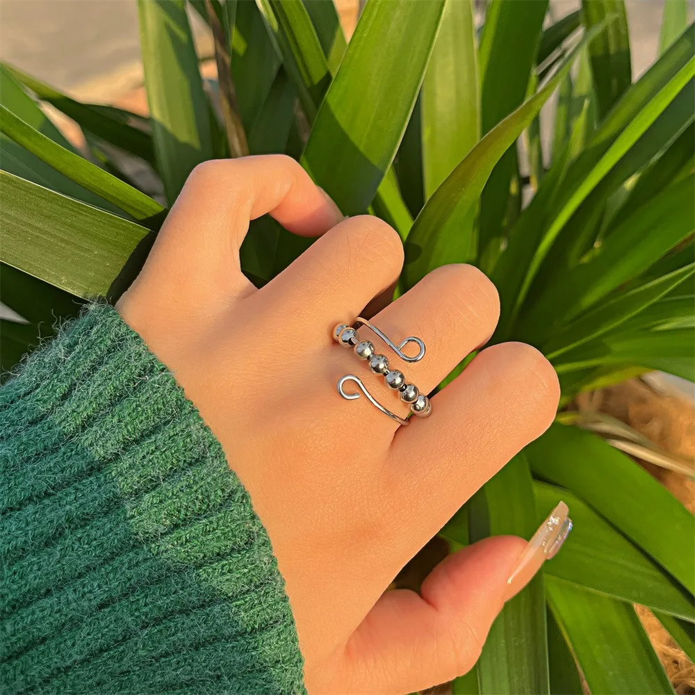 New Rainbow Bead Women'S Decompression Ring Rotatable Anti-Anxiety Ring Decompression Personality Ring Jewelry Accessories
New Rainbow Bead Women'S Decompression Ring Rotatable Anti-Anxiety Ring Decompression Personality Ring Jewelry Accessories