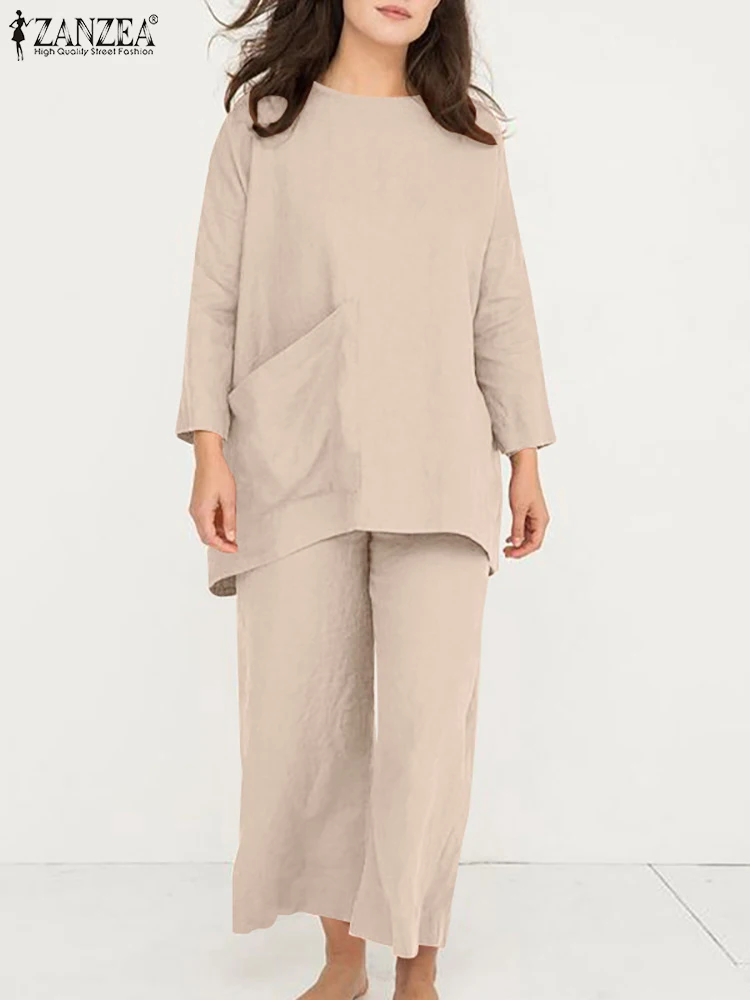 Осенние комплекты ZANZEA, блузка с длинным рукавом и круглым вырезом, брюки с широкими штанинами, Женский стильный Повседневный тренировочный ...
Осенние комплекты ZANZEA, блузка с длинным рукавом и круглым вырезом, брюки с широкими штанинами, Женский стильный Повседневный тренировочный ...