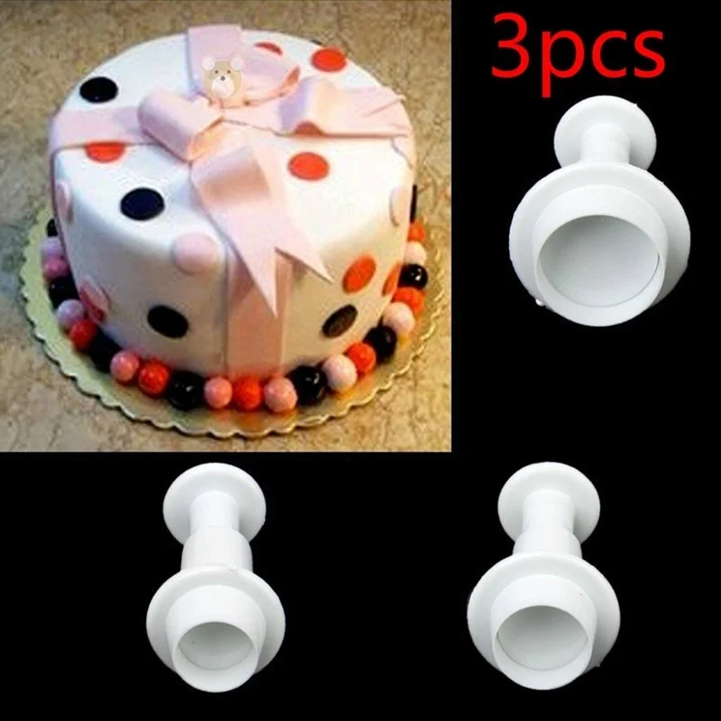 

3pcs /set Round Dot Cake Plunger Mold Cake Decorating Tools Biscuit Cookies Cutter Pastry Tools Baking Molds