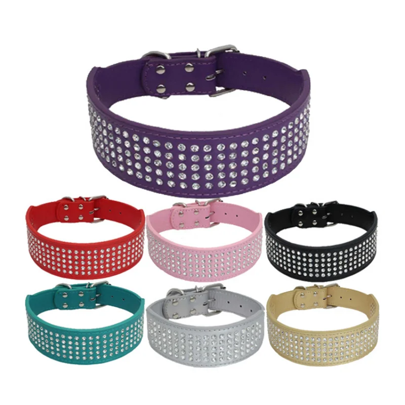 

Shiny Five Row Rhinestone Pet Collar Large and Medium-sized Dog Collar with Embedded Diamond Dog Collar