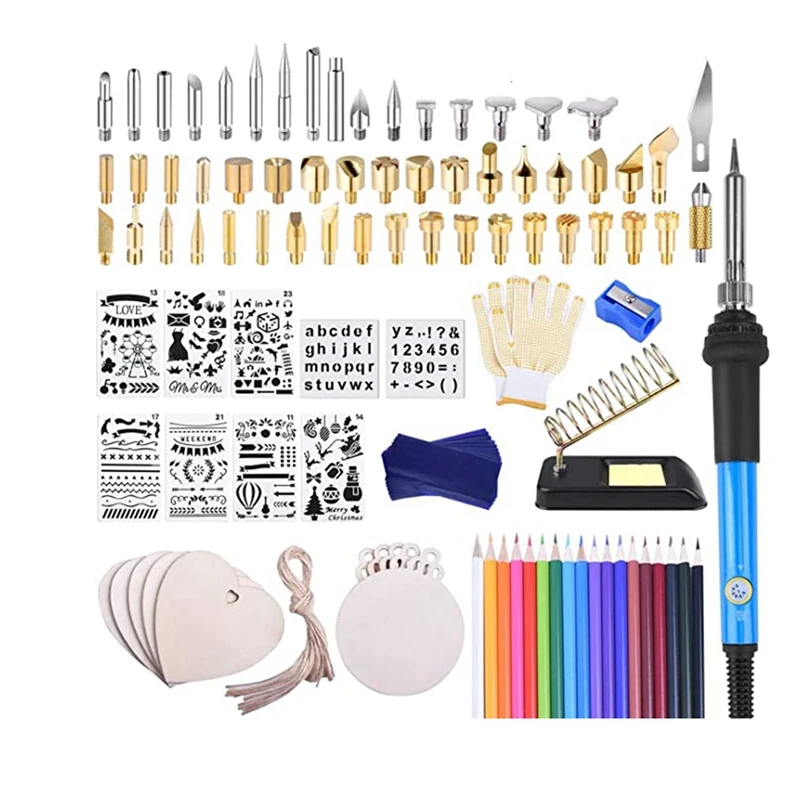 115Pcs Wood Burning Kit, Soldering Iron Wood Burning Tool DIY Kits 200-450 ℃ For Embossing/Carving/Soldering US Plug
115Pcs Wood Burning Kit, Soldering Iron Wood Burning Tool DIY Kits 200-450 ℃ For Embossing/Carving/Soldering US Plug