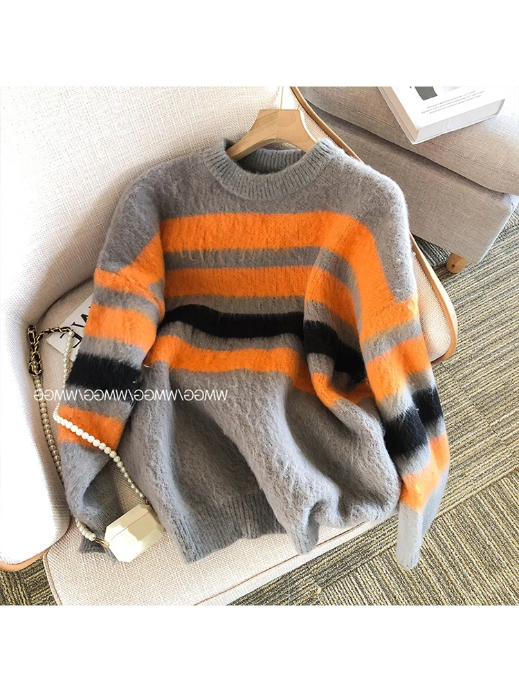 Women Winter Contrast Color Stripe Loose Sweater Streetwear Casual Pullover SweterLady O Neck Long Sleeve Casual Sweaters Female
Women Winter Contrast Color Stripe Loose Sweater Streetwear Casual Pullover SweterLady O Neck Long Sleeve Casual Sweaters Female