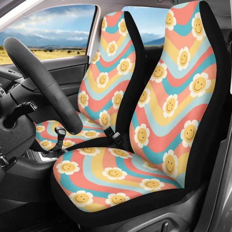 Retro Happy Face Flowers Car Seat Covers - Fun Pastel Car Decor, Hippie Retro Flower Power, Groovy Car Accessories For Women, Co
Retro Happy Face Flowers Car Seat Covers - Fun Pastel Car Decor, Hippie Retro Flower Power, Groovy Car Accessories For Women, Co