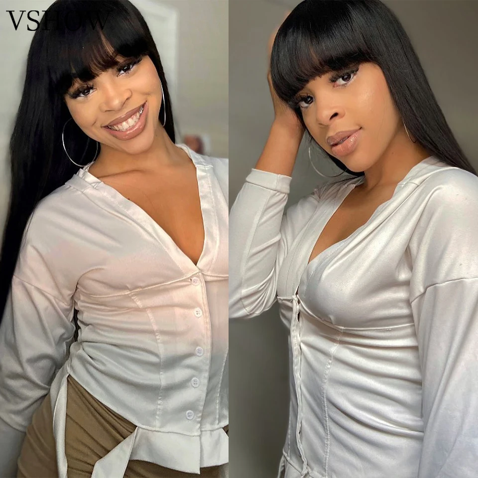 Human Hair Straight Wig For Women Indian Straight Wig with Bang Machine Made Sew In Wig Natural Black Glueless Wigs VSHOW HAIR
Human Hair Straight Wig For Women Indian Straight Wig with Bang Machine Made Sew In Wig Natural Black Glueless Wigs VSHOW HAIR