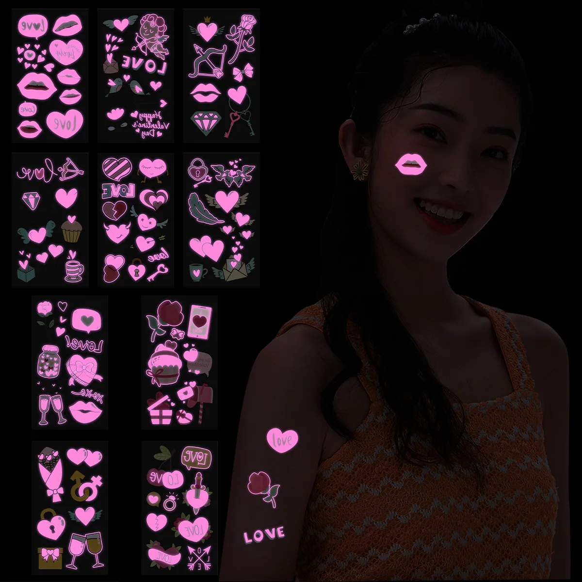 Sdotter Waterproof Temporary Tattoo Luminous Lip Sexy Kiss Tattoo Sticker Arm Face Fake Tatto Men Women
Sdotter Waterproof Temporary Tattoo Luminous Lip Sexy Kiss Tattoo Sticker Arm Face Fake Tatto Men Women