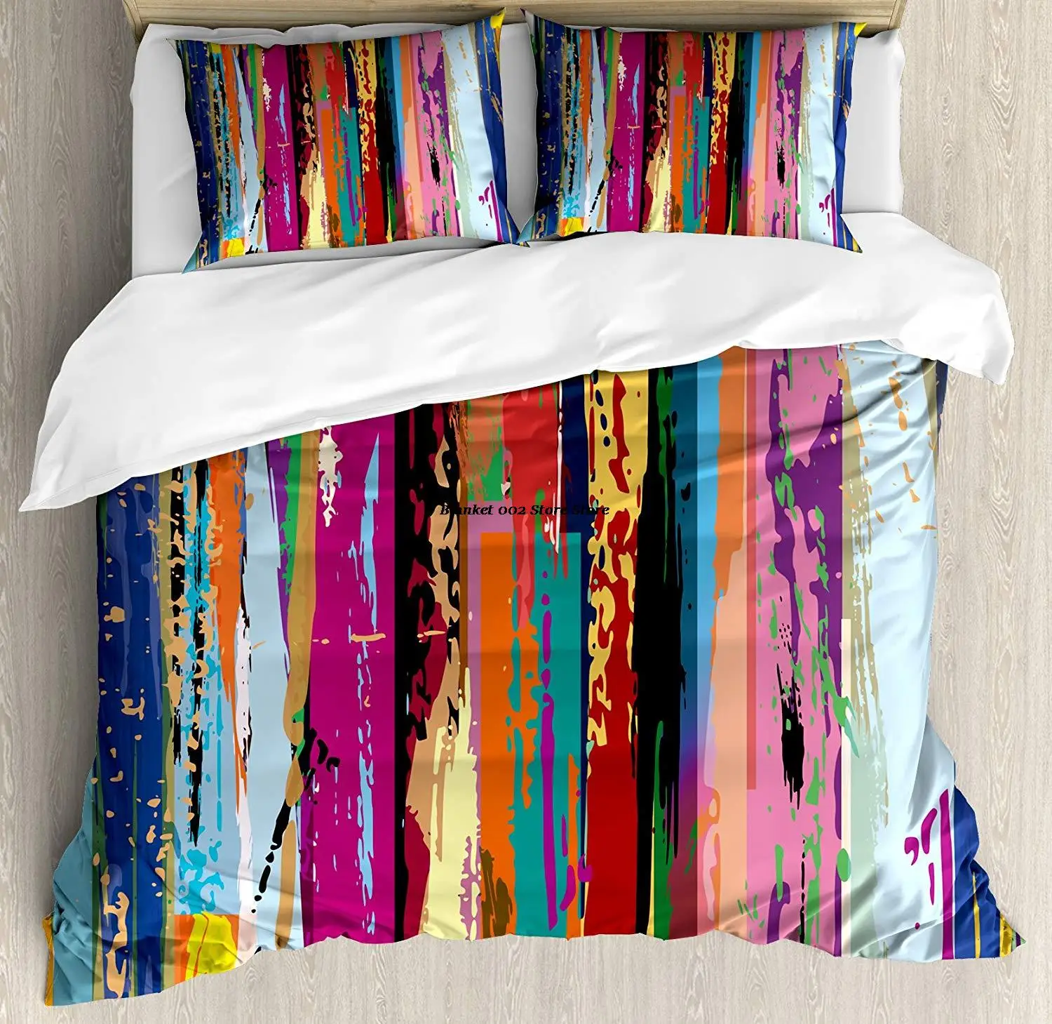 

Abstract Duvet Cover Set Multicolored Expressionist Work of Art Vibrant Rainbow Design Tainted Pattern Decorative 3 Piece Beddin