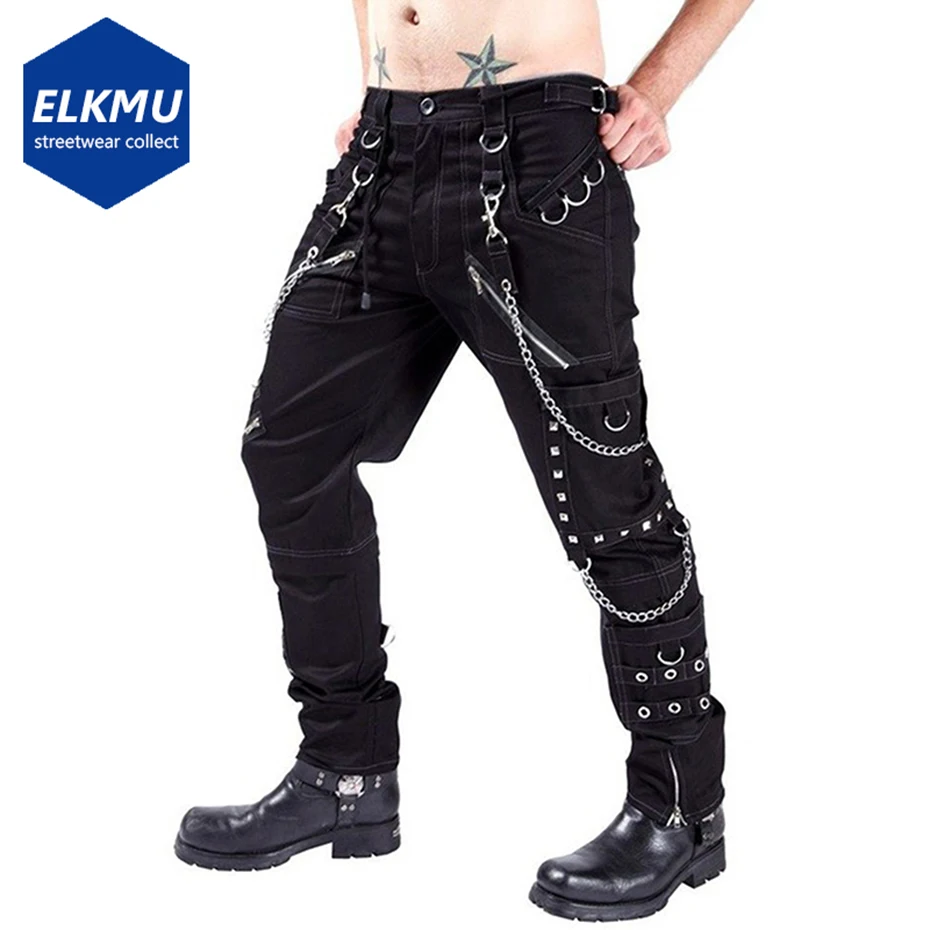 Rivet Punk Pants Men's Fashion Zipper Chain Designer Harajuku Hip Hop Man Pants Streetwear Black Trousers
Rivet Punk Pants Men's Fashion Zipper Chain Designer Harajuku Hip Hop Man Pants Streetwear Black Trousers