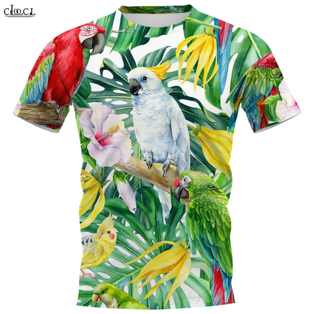 Модная летняя футболка CLOOCL с принтом попугая, уличная одежда, топы с коротким рукавом, пуловер, футболка, повседневные рубашки в гавайском стиле 
Модная летняя футболка CLOOCL с принтом попугая, уличная одежда, топы с коротким рукавом, пуловер, футболка, повседневные рубашки в гавайском стиле
