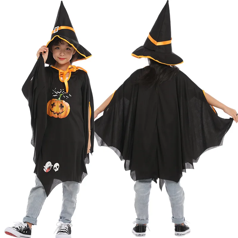 Children Witch Cosplay Show Pumpkin Costume Hat Cloak Sets Halloween Cape Cape Solid Color Printing Pumpkin Clothing Cloak
Children Witch Cosplay Show Pumpkin Costume Hat Cloak Sets Halloween Cape Cape Solid Color Printing Pumpkin Clothing Cloak