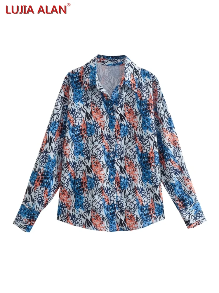 Leopard Print Turndown Collar Women Shirts Summer Female Long Sleeve Blouse Smock Loose Tops Blusas LUJIA ALAN B508
Leopard Print Turndown Collar Women Shirts Summer Female Long Sleeve Blouse Smock Loose Tops Blusas LUJIA ALAN B508