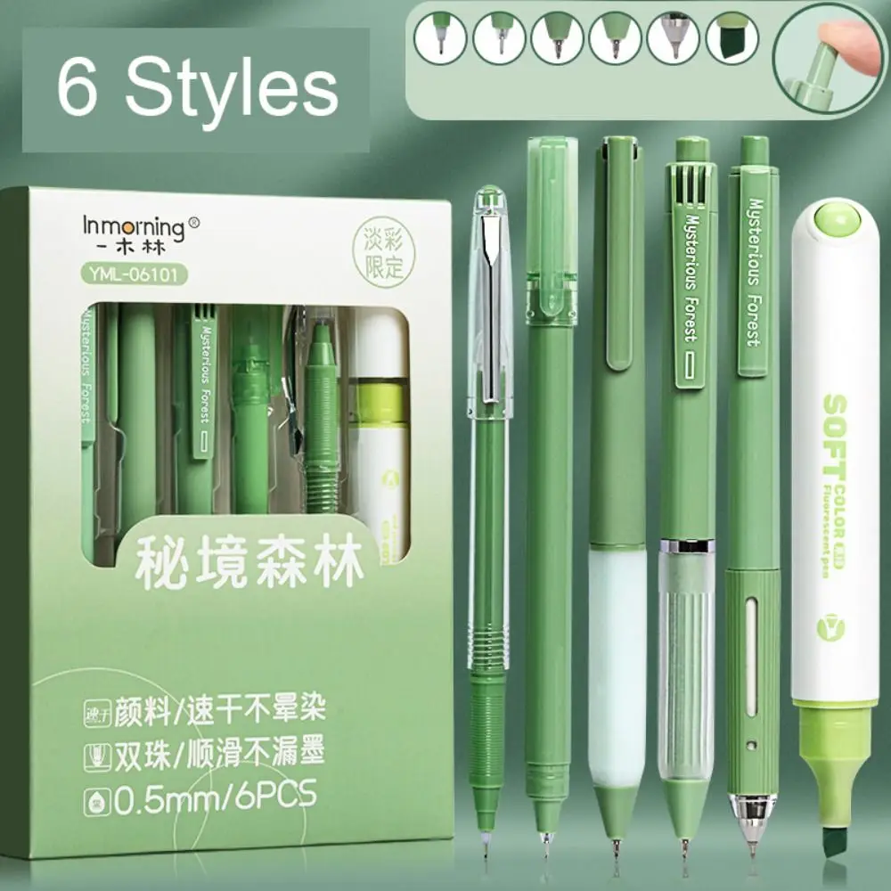 

ST Nib Press Gel Pen 6pcs/set 0.5mm Black Ink Ballpoint Pen Quick-Drying Writing Smoothly Signature Pen Writing Signing