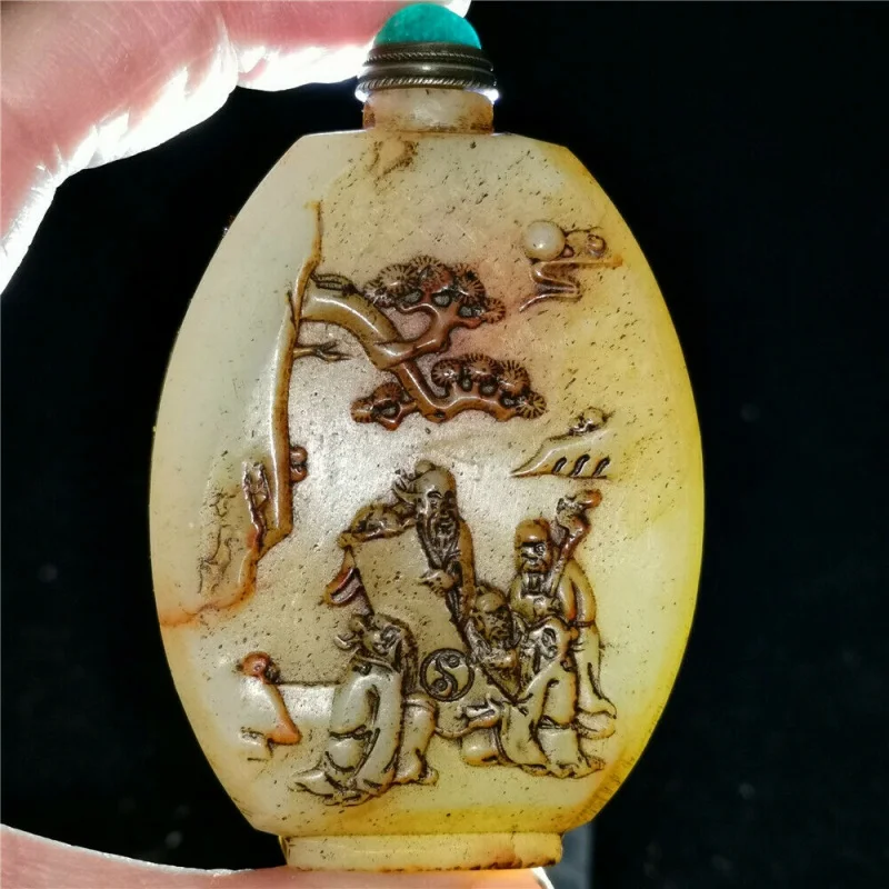 Chinese Rare Hetian Old Jade Jade Hand Carved Pendant Statue Snuff Bottle Man
Chinese Rare Hetian Old Jade Jade Hand Carved Pendant Statue Snuff Bottle Man