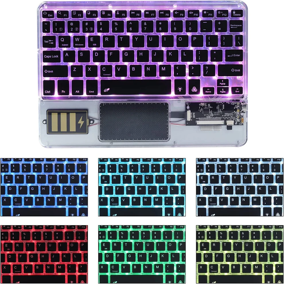 Ultra-Slim Bluetooth Keyboard 7 Colors Backlit Portable Mini Wireless Keyboard Rechargeable for Apple iPad iPhone Tablet Phone
Ultra-Slim Bluetooth Keyboard 7 Colors Backlit Portable Mini Wireless Keyboard Rechargeable for Apple iPad iPhone Tablet Phone
