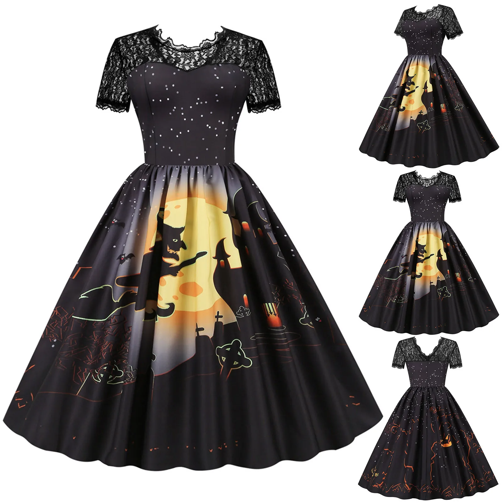 Women Halloween Short Sleeve Lace 1950s Housewife Evening Party Prom Dress Casual Cute Dresses for Women Formal Jacket
Women Halloween Short Sleeve Lace 1950s Housewife Evening Party Prom Dress Casual Cute Dresses for Women Formal Jacket