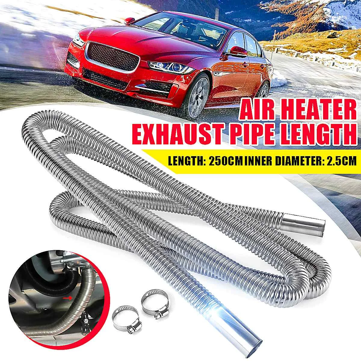 1/2X 250cm Car Air Diesel Parking Heater Exhaust Pipe w/Clamps Stainless Steel Gas Vent Hose Tube For Car Truck Van RV Caravan
1/2X 250cm Car Air Diesel Parking Heater Exhaust Pipe w/Clamps Stainless Steel Gas Vent Hose Tube For Car Truck Van RV Caravan