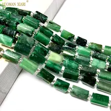 Fine 100% Natural Stone Green Emerald Loose Faceted Cylinder Gemstone Spacer Beads For Jewelry Making DIY Bracelet Accessories