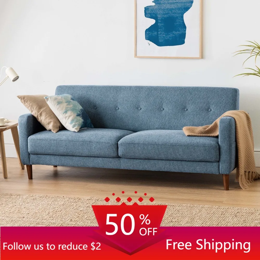 Mid-Century Modern Sofa with Armrest Pockets, Tufted Linen Fabric,Living Room Sofas, furniture living room, Heather Blue
Mid-Century Modern Sofa with Armrest Pockets, Tufted Linen Fabric,Living Room Sofas, furniture living room, Heather Blue