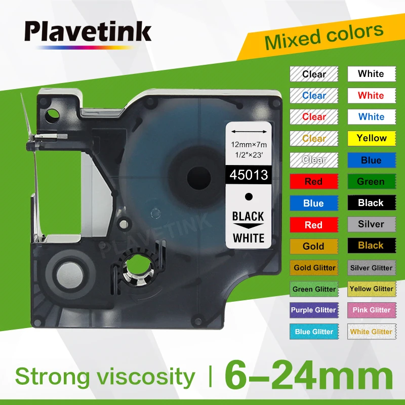 

Plavetink Label Tape 45013 40913 43613 45018 40918 45016 Compatible for Dymo D1 Label Tapes for Dymo LM160 LM280 53713 45010