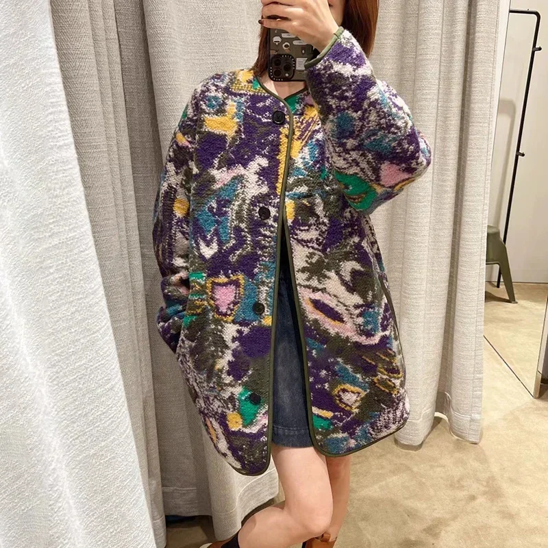 Женское длинное пальто с круглым вырезом, двустороннее шерстяное пальто с цветочным принтом, Осень-зима 2023
Женское длинное пальто с круглым вырезом, двустороннее шерстяное пальто с цветочным принтом, Осень-зима 2023