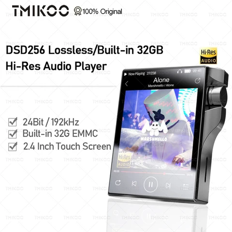 TMIKOO Портативный Hi-Fi MP3-плеер с Bluetooth DSD FLAC Поддержка чистого аудио Металлический корпус Рекордер с сенсорным экр...