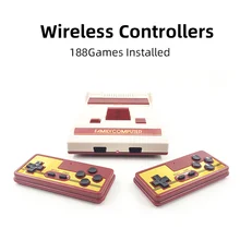 레트로 FC 비디오 게임 콘솔, H102 유선 및 무선 버전, 188 게임 내장, 빨간색 흰색 게임기, HDMI 호환, AV 출력
