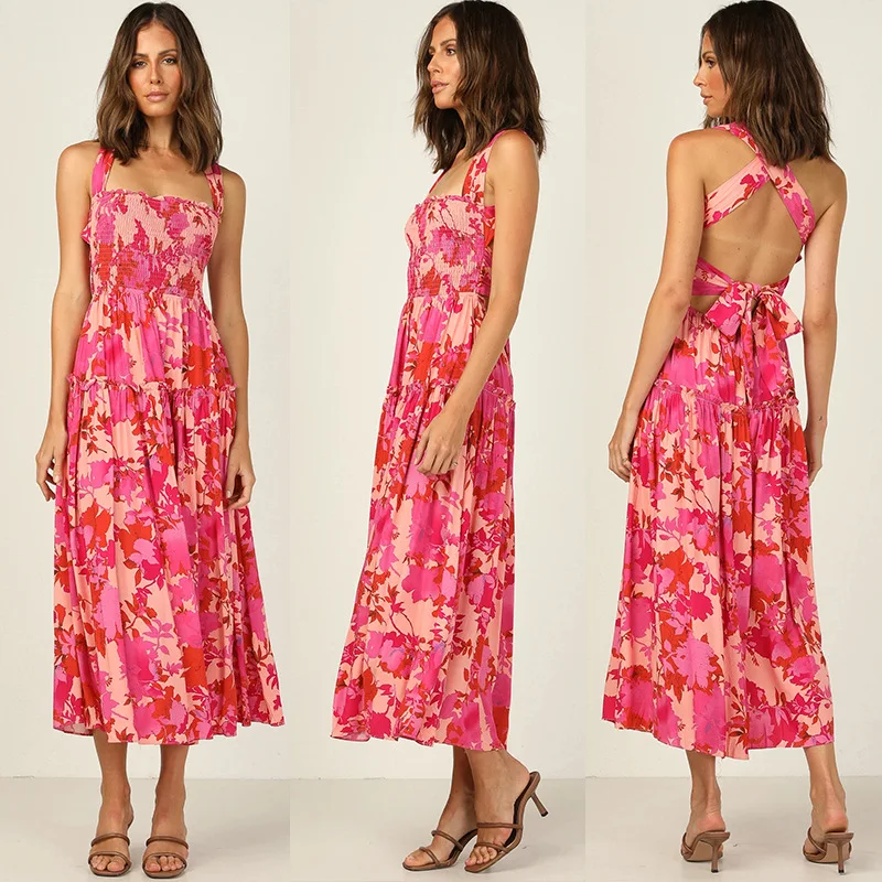 Hang Neck Backless Dress Women's Summer Dresses for Beach 2022 New Female Flower Red Long Dress Bohemian Summer Clothing
Hang Neck Backless Dress Women's Summer Dresses for Beach 2022 New Female Flower Red Long Dress Bohemian Summer Clothing