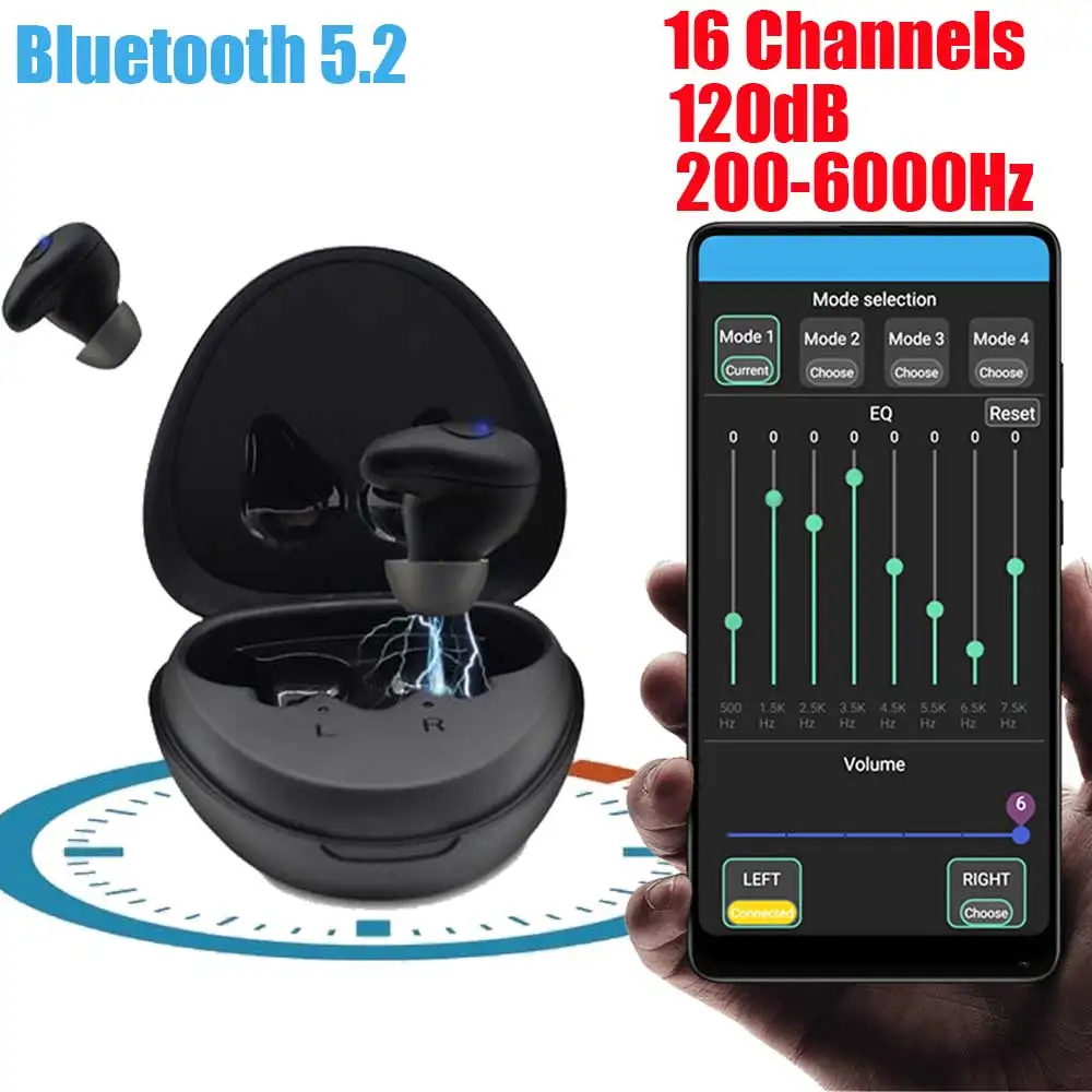 

Bluetooth Programming Hearing Aids 120dB Digita 16 Channels Hearing Amplifier APP Touch Control Sound Amplifier Hearing Aids